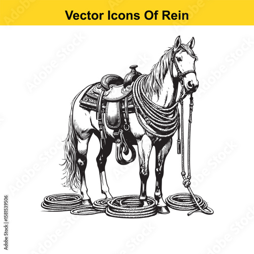 Western Horse Reins – Traditional Cowboy Riding Gear, Symbol of Control and Heritage