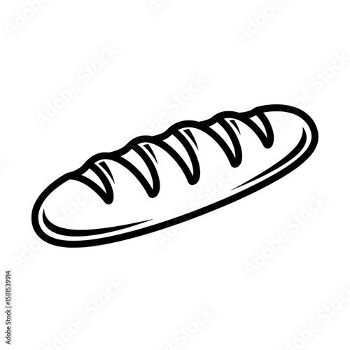 Black outline bread loaf with scoring marks for bakery or food concepts