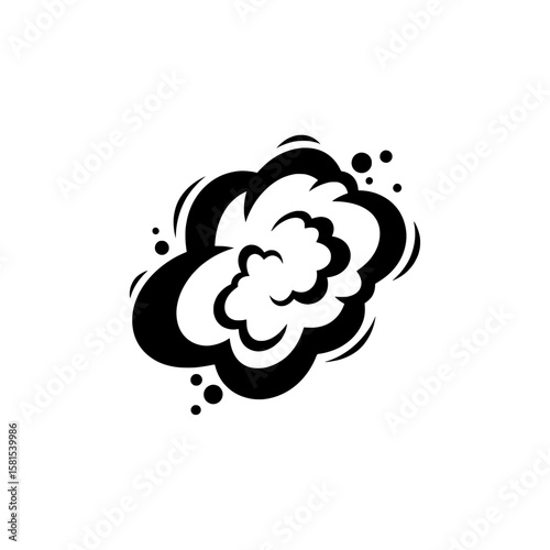 Dark explosive cloud with smoke and debris