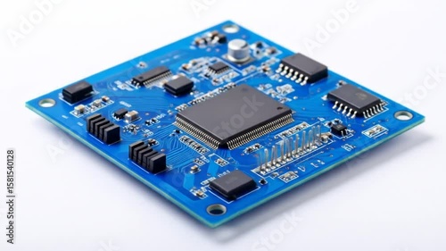 Blue Circuit Board With Components