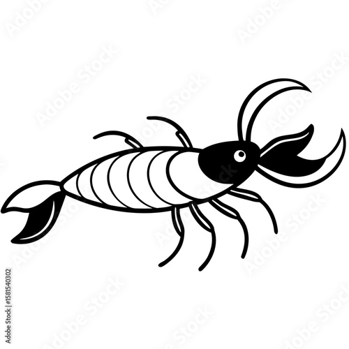 lobster walking sideways on white background