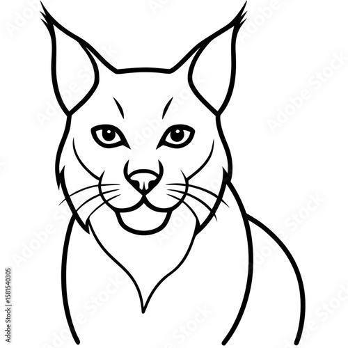 lynx with tufted ears alert on white background