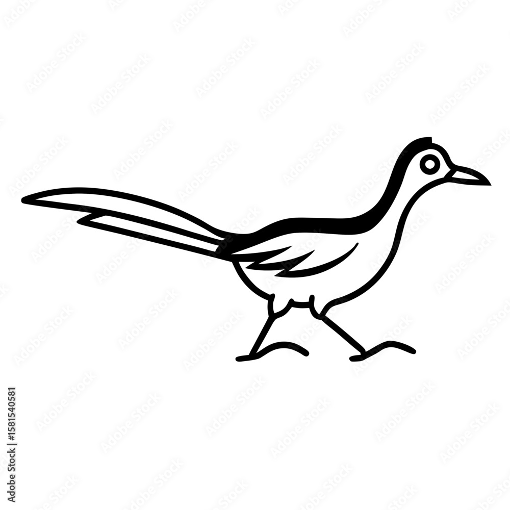Fototapeta premium roadrunner mid sprint on white background