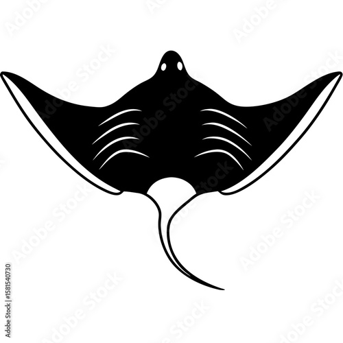 stingray with rippling fins on white background