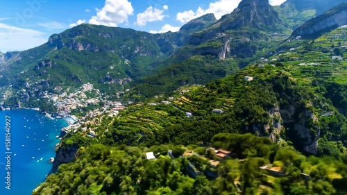Coastal Landscape With Mediterranean Towns And Mountains