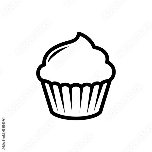 Chocolate cupcake with frosting in a paper liner