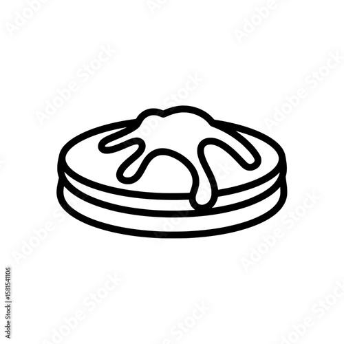 Outline of a plate with food and sauce on top