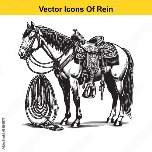 Western Horse Reins – Traditional Cowboy Riding Gear, Symbol of Control and Heritage