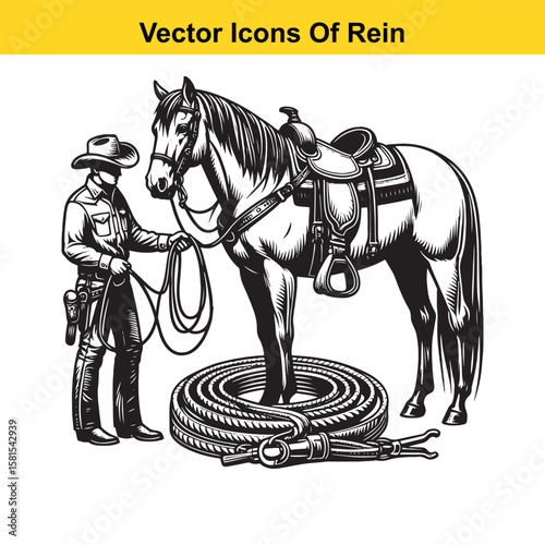 Western Horse Reins – Traditional Cowboy Riding Gear, Symbol of Control and Heritage