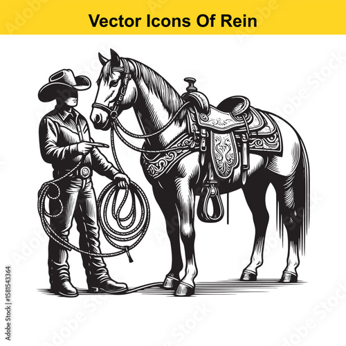 Western Horse Reins – Traditional Cowboy Riding Gear, Symbol of Control and Heritage