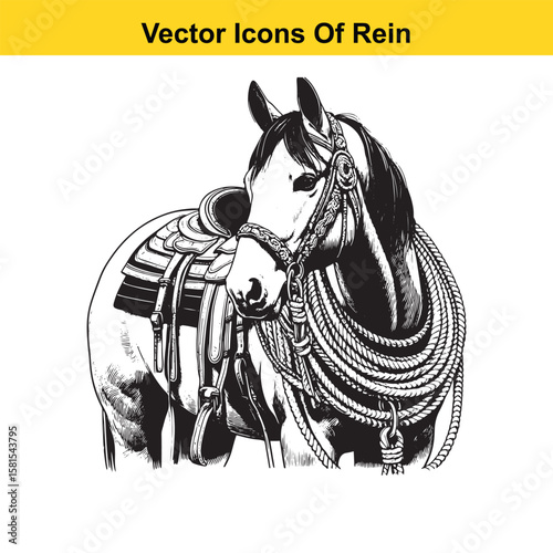 Western Horse Reins – Traditional Cowboy Riding Gear, Symbol of Control and Heritage