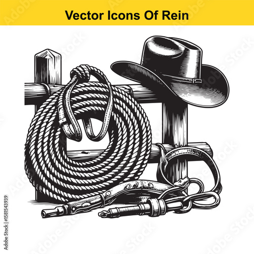 Western Horse Reins – Traditional Cowboy Riding Gear, Symbol of Control and Heritage