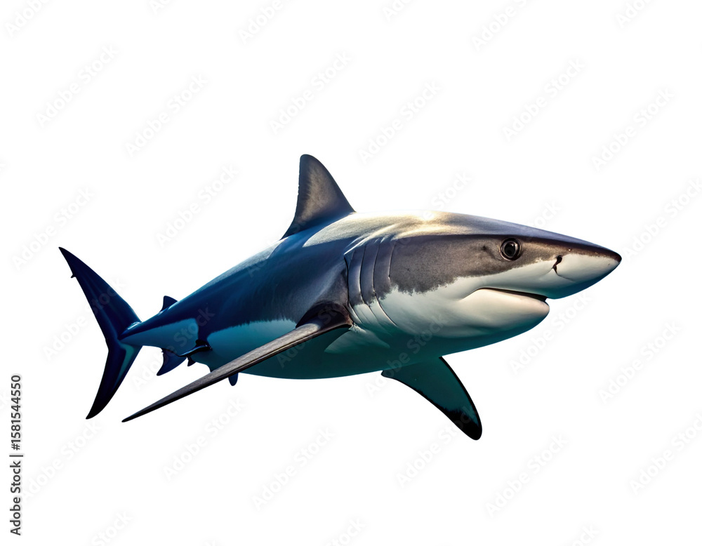 Obraz premium Graceful Silhouette of Shark isolated on transparent background.