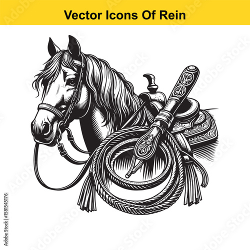 Western Horse Reins – Traditional Cowboy Riding Gear, Symbol of Control and Heritage