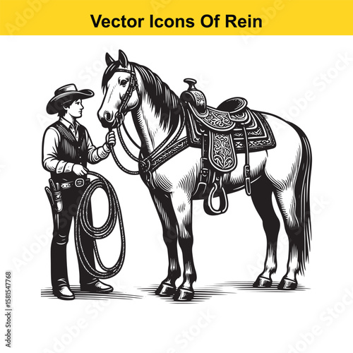 Western Horse Reins – Traditional Cowboy Riding Gear, Symbol of Control and Heritage