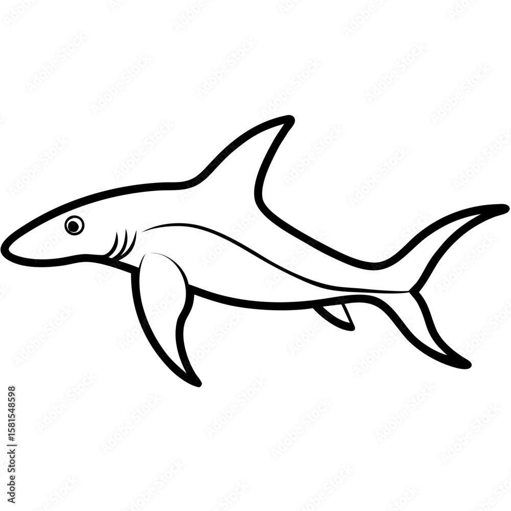 Fototapeta premium hammerhead shark swimming forward on white background