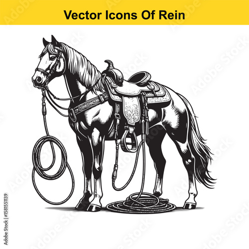 Western Horse Reins – Traditional Cowboy Riding Gear, Symbol of Control and Heritage