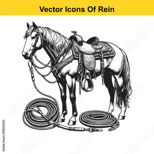 Western Horse Reins – Traditional Cowboy Riding Gear, Symbol of Control and Heritage