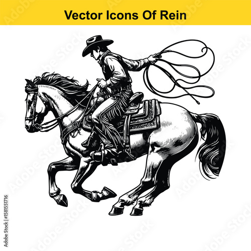 Western Horse Reins – Traditional Cowboy Riding Gear, Symbol of Control and Heritage