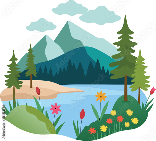 Flamingo Sunset Scene vector