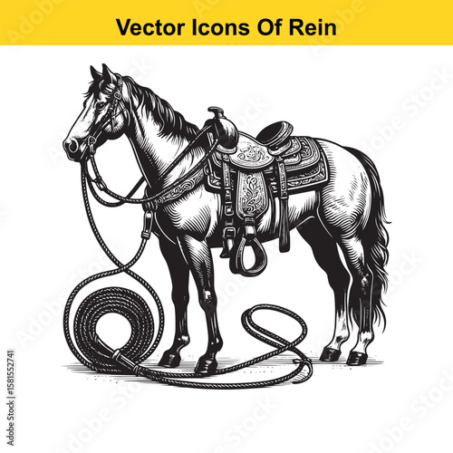 Western Horse Reins – Traditional Cowboy Riding Gear, Symbol of Control and Heritage