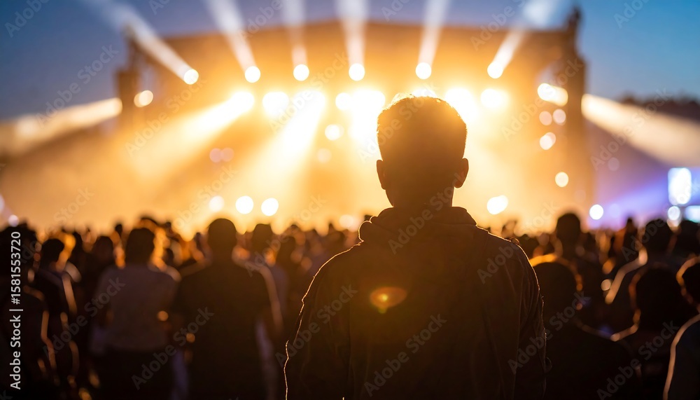 Silhouette of a person at a large outdoor concert Silhouette of a person at a large outdoor concert