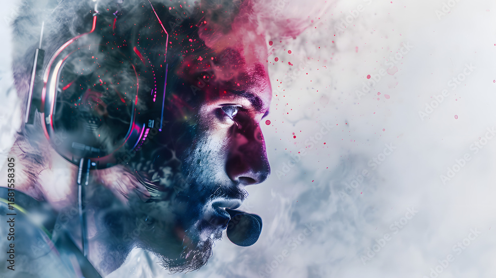 Fototapeta premium watercolor style Esports player in gaming