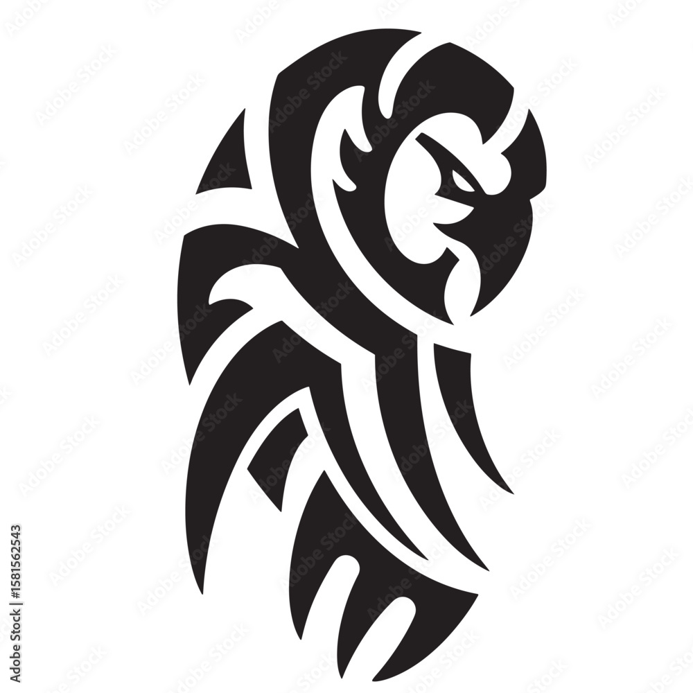 Naklejka premium Abstract polynesian style tribal tattoo design depicting a powerful owl symbol