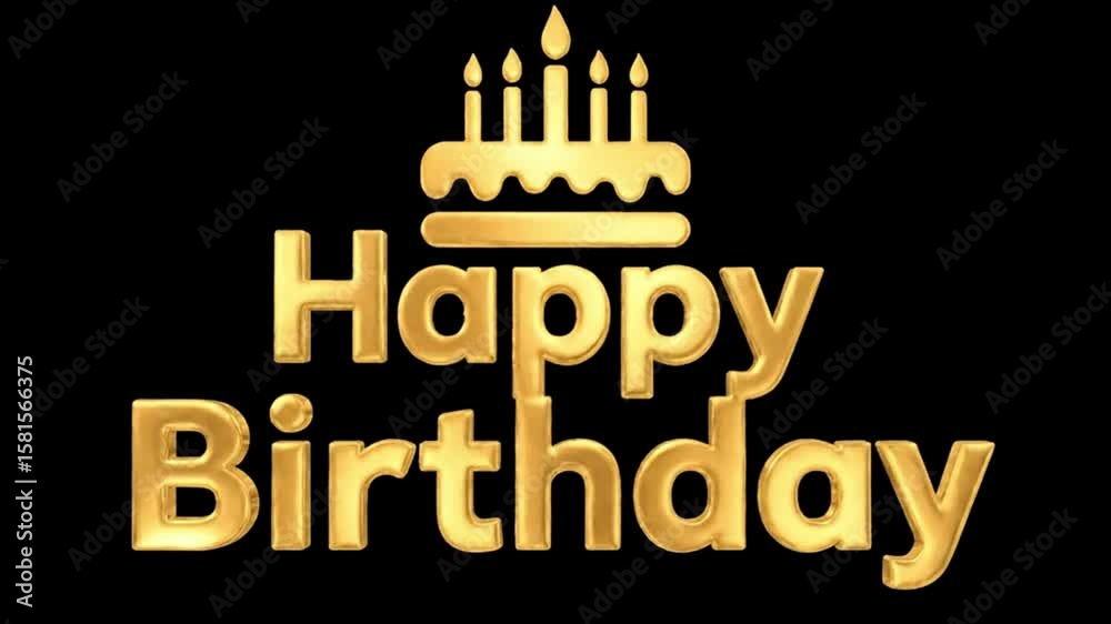 Happy birthday gold text animation for birthday wishes and celebrations background loop video 3d