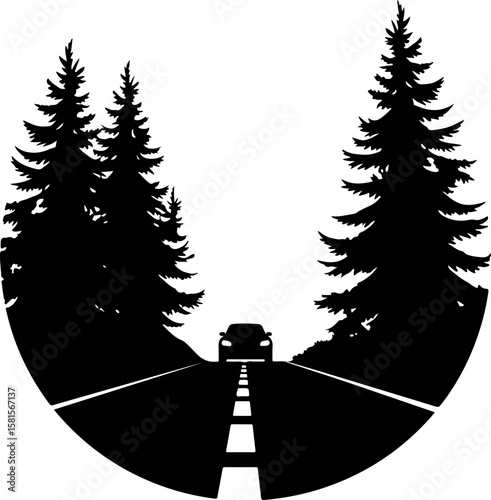 black silhouette of a car on bridge ,car, road, auto, vehicle, automobile, transportation, speed, transport, drive, traffic, travel, driving, tree, street, sport, nature, white, fast, wheel, winter
