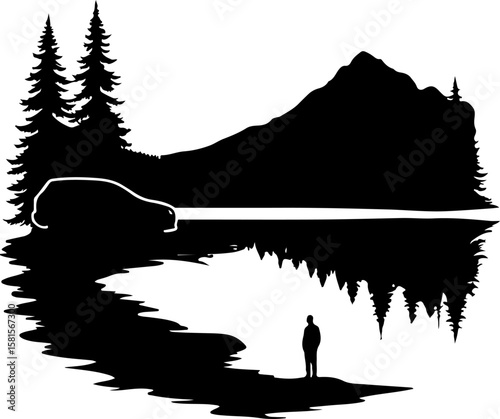 car in the forest, car, truck, vector, icon, transport, vehicle, transportation, illustration, auto, cartoon, road, design, automobile, delivery, sign, silhouette, symbol, trailer, traffic, bus, tract