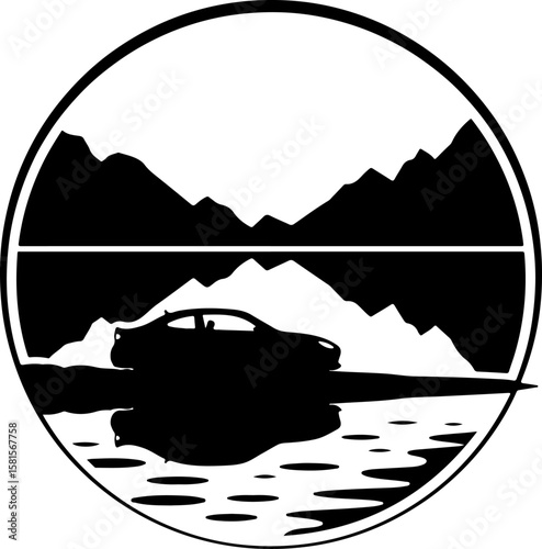 black silhouette of a car on bridge ,car, road, auto, vehicle, automobile, transportation, speed, transport, drive, traffic, travel, driving, tree, street, sport, nature, white, fast, wheel, winter