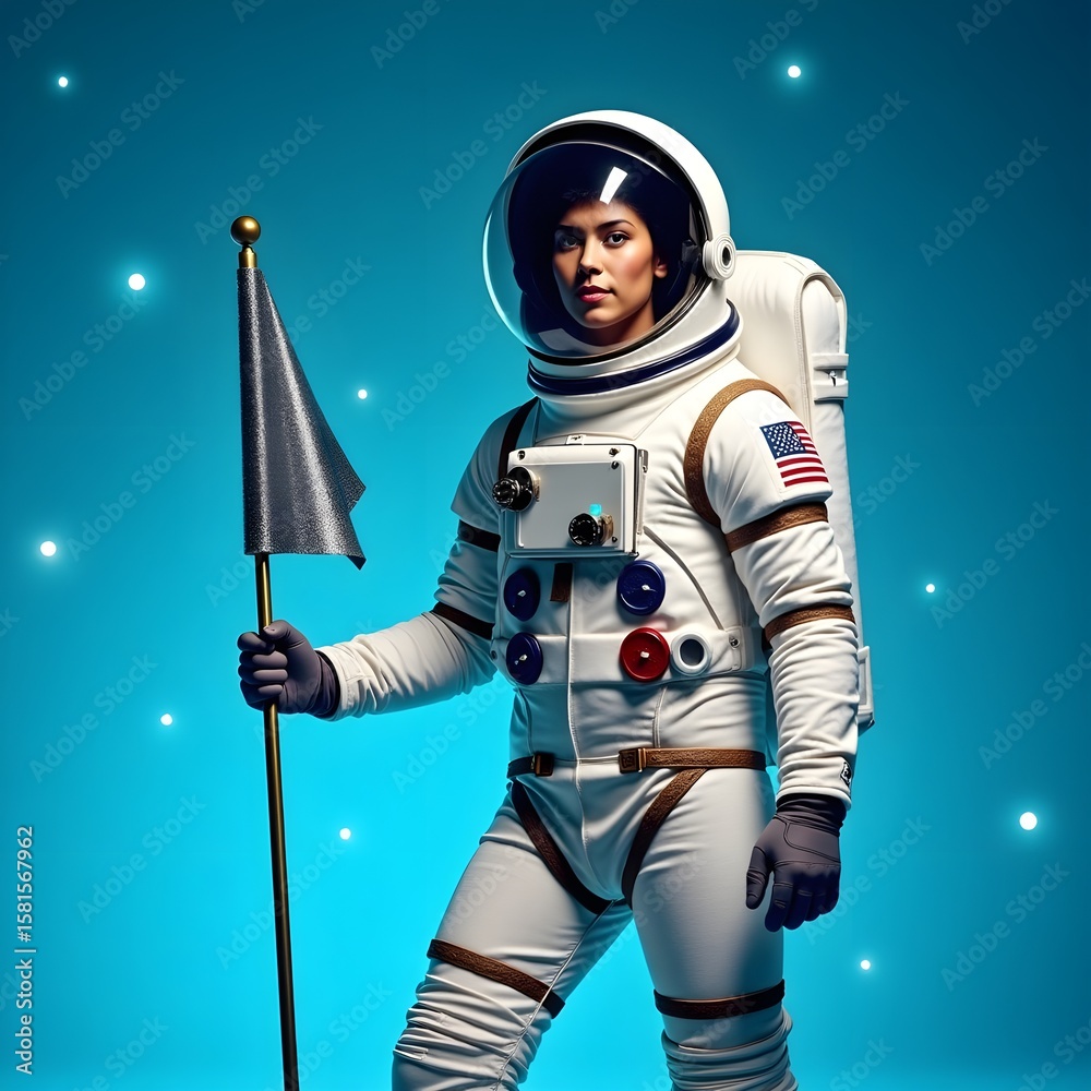 Fototapeta premium Solitary Astronaut Exploring the Unknown in Deep Space