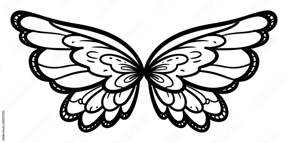 Obraz premium Black and White Butterfly Wings Graphic Illustration