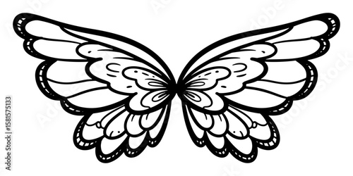 Black and White Butterfly Wings Graphic Illustration