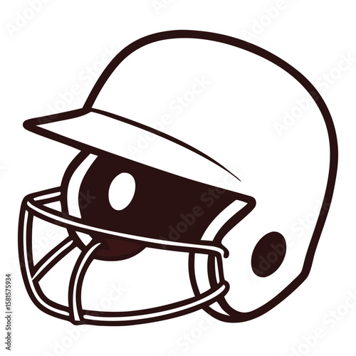 Isolated baseball helmet graphic in brown and white is ideal for sports teams or designs focused on baseball safety.