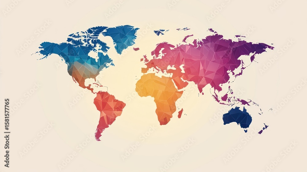 Obraz premium World map, colorful geometric design, educational resource