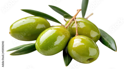 Wallpaper Mural Green olives and leaves on a branch against black background Torontodigital.ca