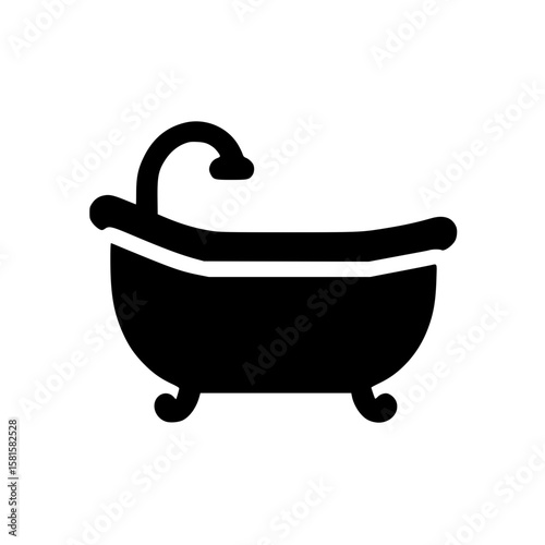 Baby Bathtub Silhouette Icon – Minimalist Black SVG Clipart