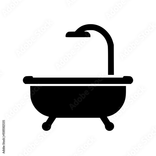 Baby Bathtub Silhouette Icon – Minimalist Black SVG Clipart