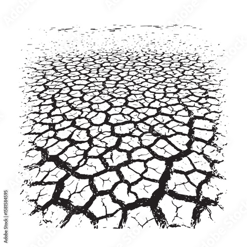 Abstract perspective of cracked earth surface depicting drought and environmental concerns