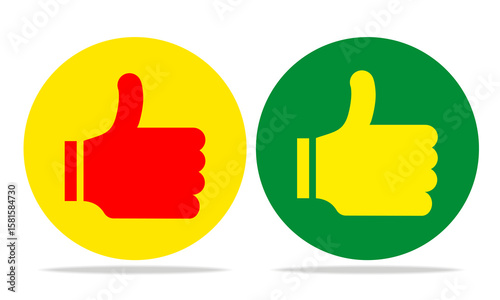 Like icon comes in two different color variations. It's a flat red, yellow, and green color scheme. It's great for use as a symbol in a video theme.