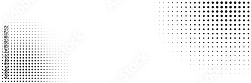 Set of halftone dots gradient pattern texture isolated on white background. Straight dotted spots using halftone circle dot raster texture. Vector blot half tone collection.