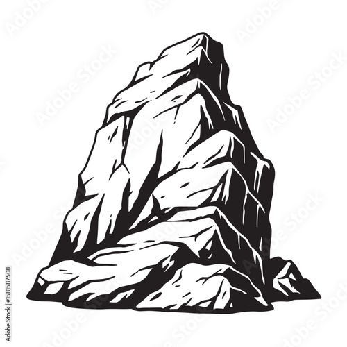 Black and white mountain illustration perfect for outdoor adventure and nature themed designs