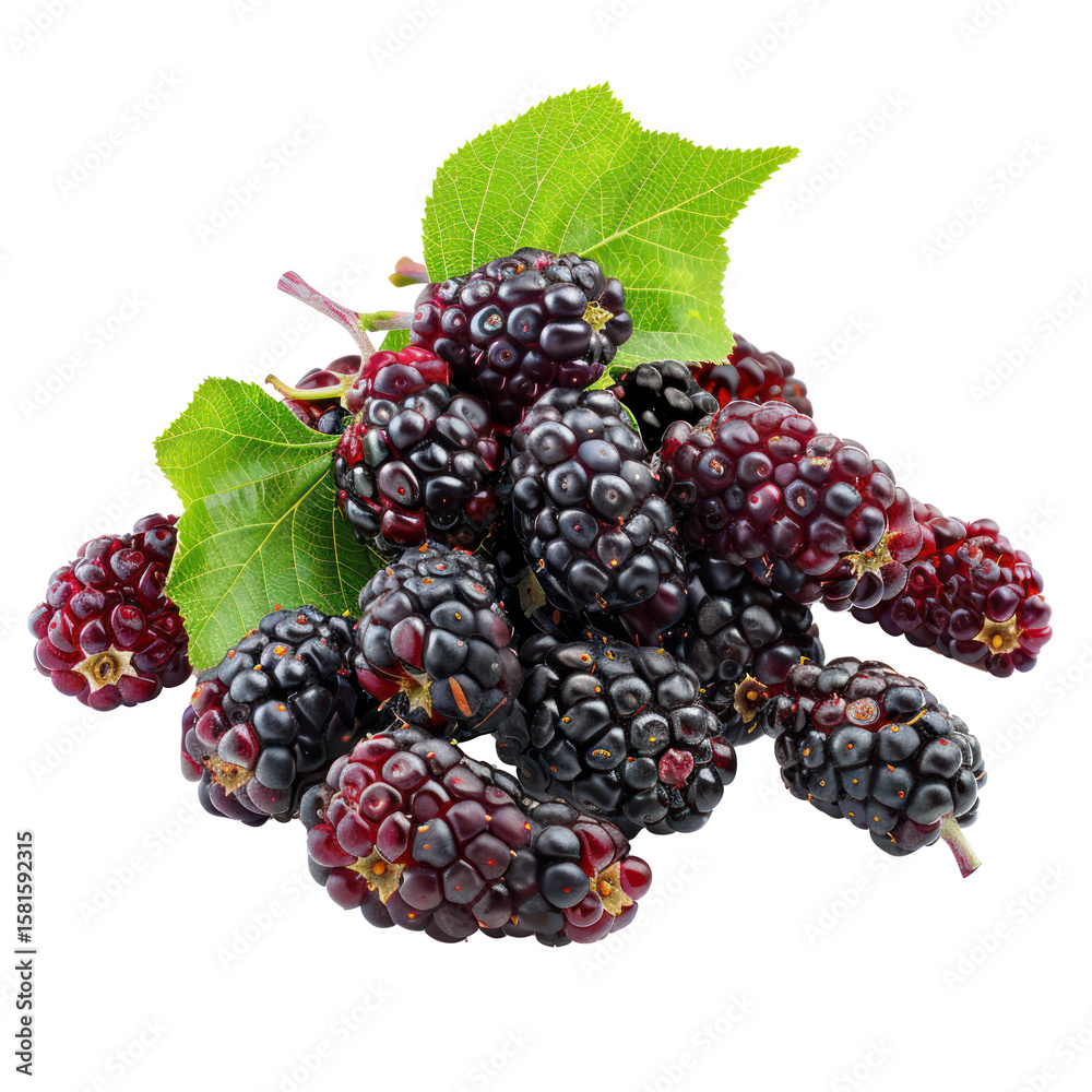 Heap of Fresh Mulberries, clipping path isolate on transparency background Heap of Fresh Mulberries, clipping path isolate on transparency background