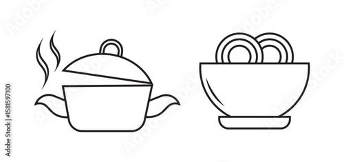 Soup icon vector set. Brothn illustration sign collection. Bisque symbol