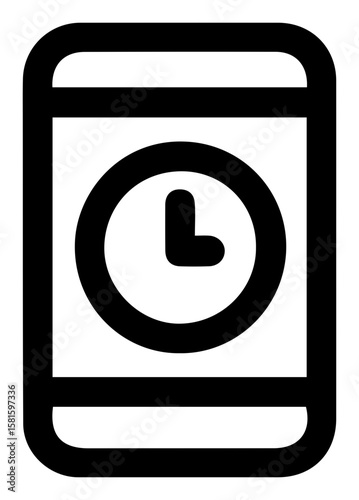 Mobile handheld gadget showing a clock face icon ideal for time management needs