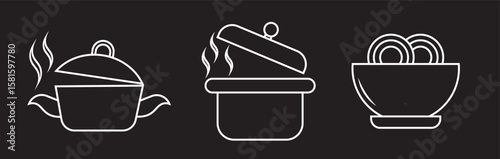 Soup icon vector set. Brothn illustration sign collection. Bisque symbol