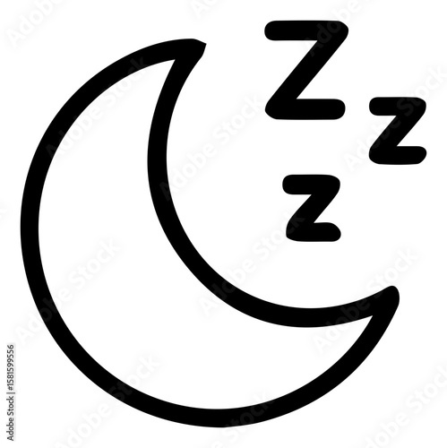 Simple Moon and Zzz Icon Representing Nighttime Rest and Peaceful Sleep Vector Graphic