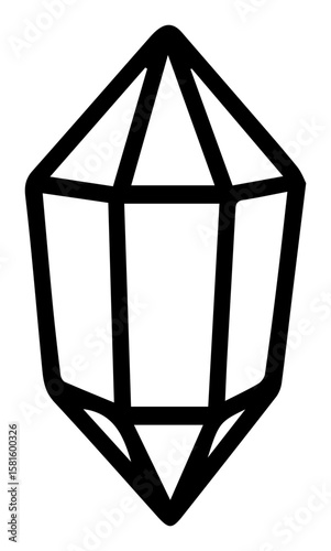 Elegant black line art of a modern polyhedral gem or game die icon graphic